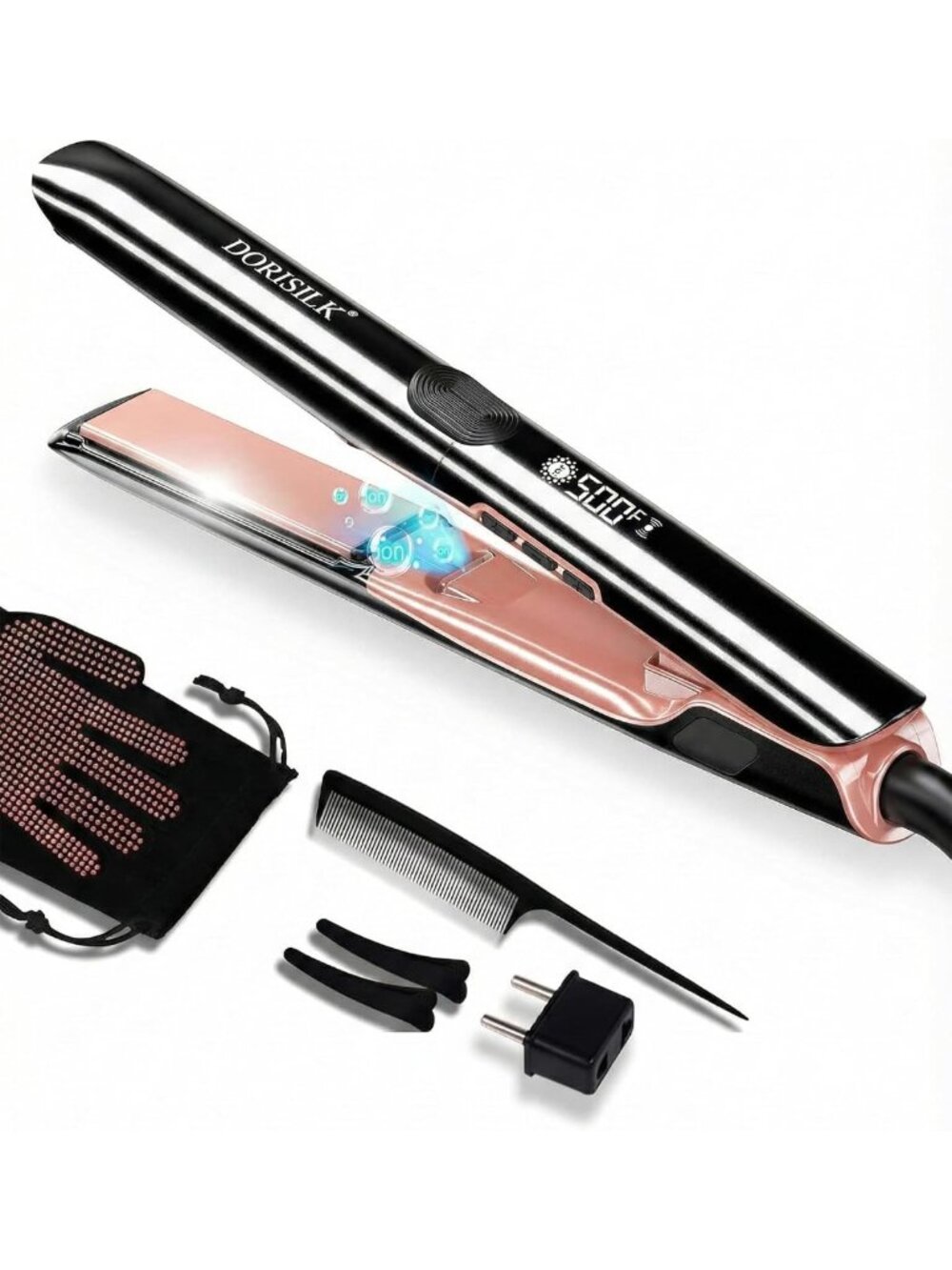 High Temp 2-in-1 Hair Straightener & Curler, Fast Heating Ceramic Flat Iron